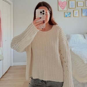 Aerie Cream Knit Oversized Sweater